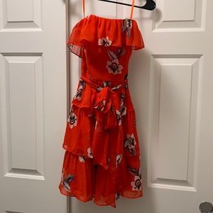 Red Floral White House Black Market Dress